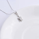 925 Silver Zircon Sea Turtle Pendant Necklace Hollow Female Animal Jewelry