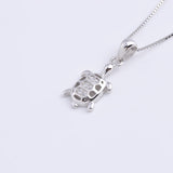 Pekurr 925 Silver Sea Turtle Necklace Zircon Pendant Women Fine Jewelry