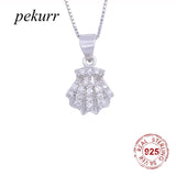 925 Silver Zircon Shell Boho Necklaces Women Ocean Sea Jewelry