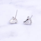 925 Silver Zircon Little Feet Stud Earrings For Women