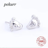 925 Silver Zircon Little Feet Stud Earrings For Women