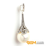 16mm Round Shell Pearl Beads & Marcasite Tibetan Silver Classical Pendant