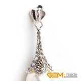 16mm Round Shell Pearl Beads & Marcasite Tibetan Silver Classical Pendant