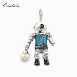 Aquanaut Diver Aliens Pearl 925 Sterling Silver Necklace Gift