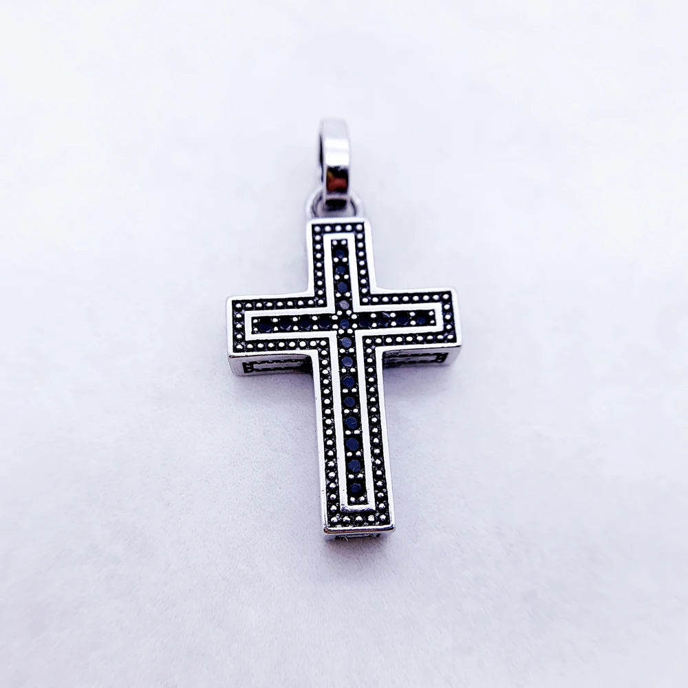 925 Sterling Silver Cross Pendant Necklace Vintage Unisex Jewelry