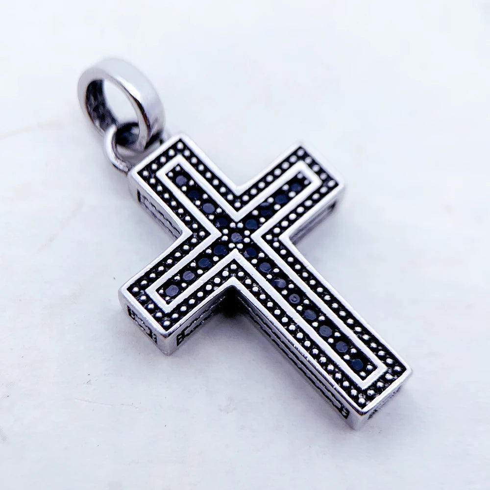 925 Sterling Silver Cross Pendant Necklace Vintage Unisex Jewelry