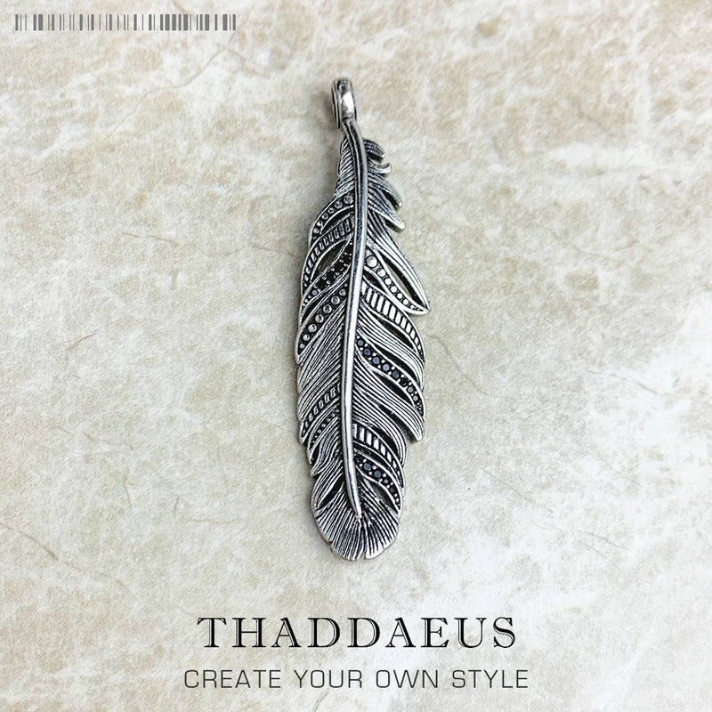 925 Sterling Silver Feather Pendant Necklace
