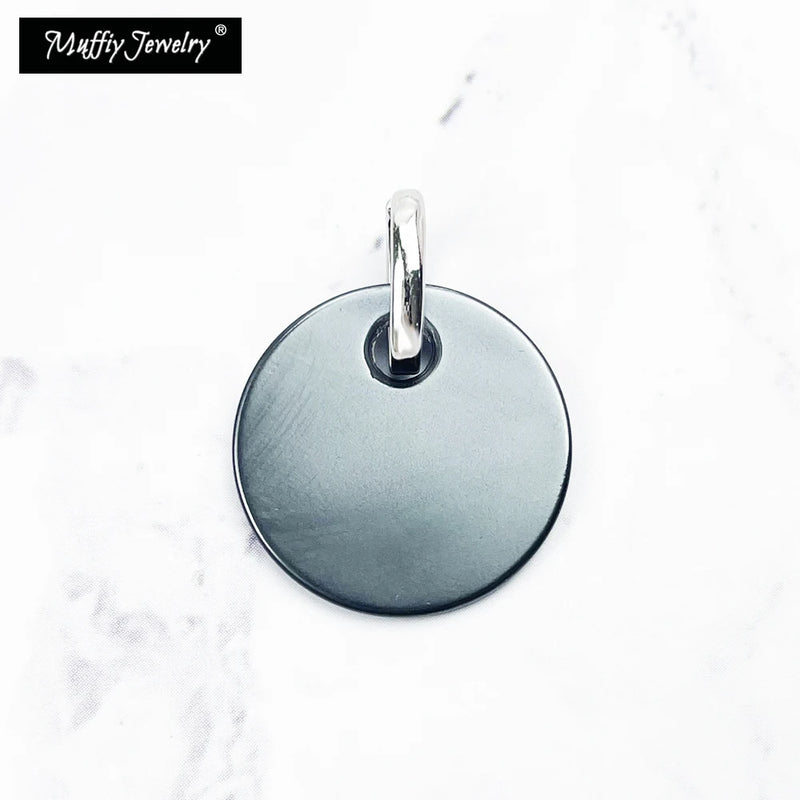 Hematite Disc 925 Sterling Silver Necklace Accessory for Men