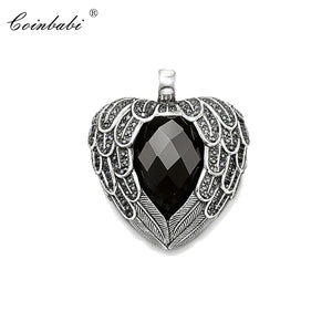 Winged Heart 925 Silver Pendant Vintage Gift Europe Key Chains Jewelry