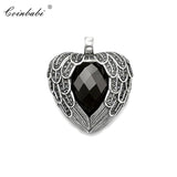 Winged Heart 925 Silver Pendant Vintage Gift Europe Key Chains Jewelry