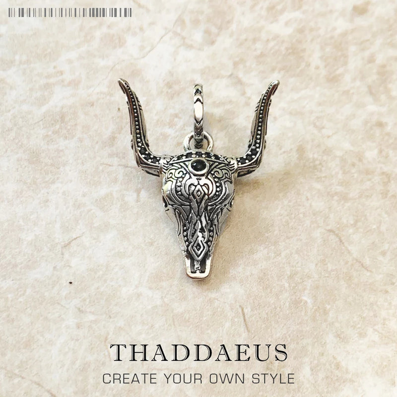 Blackened Bull Head Pendant 925 Sterling Silver Gift