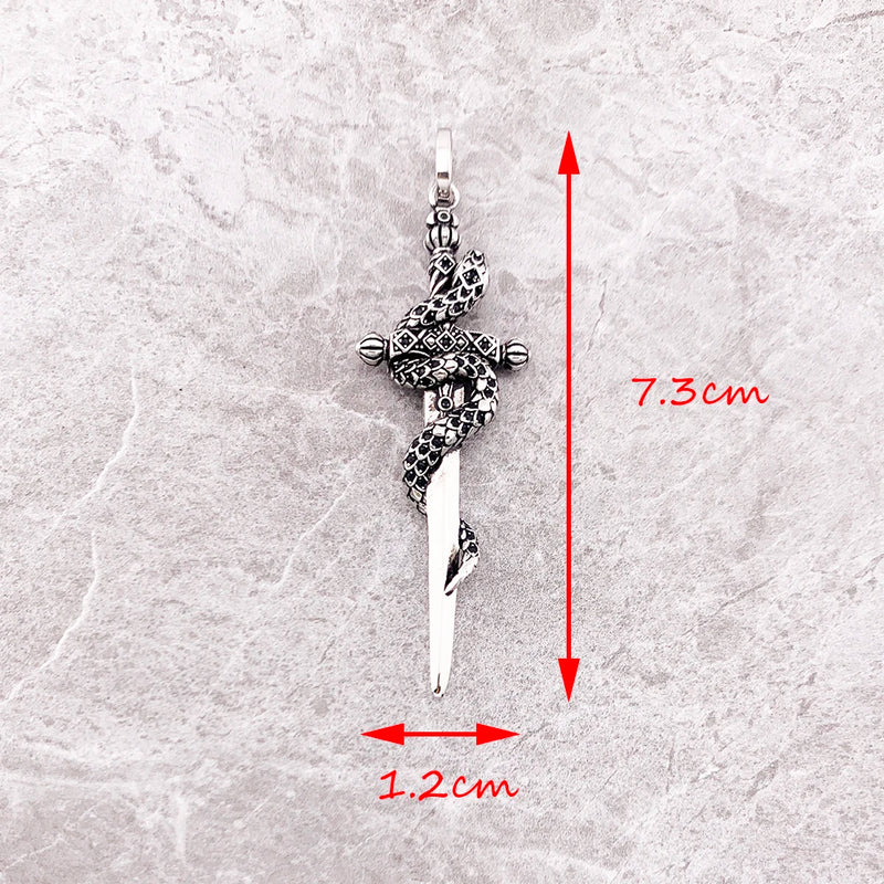 Blackened Sword With Snake 925 Sterling Silver Jewelry