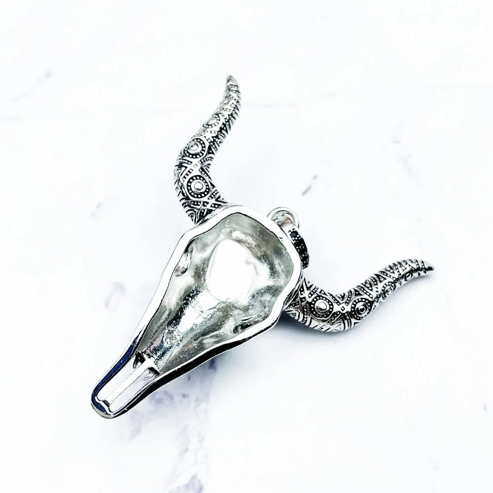 Bull Head 925 Silver Pendant Turquoise Jewelry Vintage Ethnic Gift