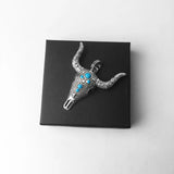 Bull Head 925 Silver Pendant Turquoise Jewelry Vintage Ethnic Gift
