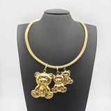 Cartoon Bear Pendant Necklace for Girls Women Men Collar Jewelry Gift