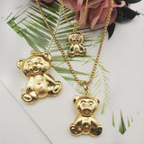 Cartoon Bear Pendant Necklace for Girls Women Men Collar Jewelry Gift