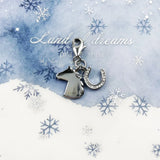 Horse & Horseshoe 925 Sterling Silver Charm for Bracelet Necklace