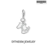 Horse & Horseshoe 925 Sterling Silver Charm for Bracelet Necklace