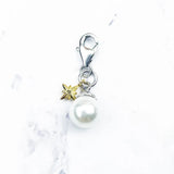 Pearl Pendant Charm Golden Star 925 Silver Jewelry Fit Bracelet Necklace