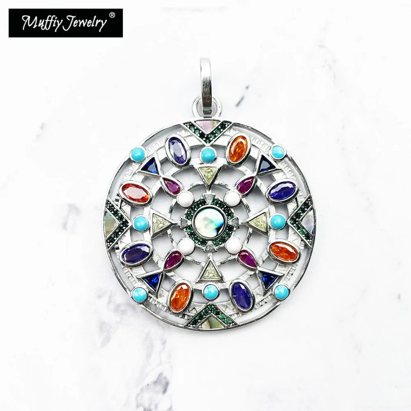 Colorful Amulet Pendant 925 Silver Zircon Europe Style Fine Jewelry