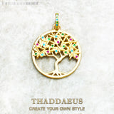 Colorful Golden Tree 925 Sterling Silver Fine Jewelry