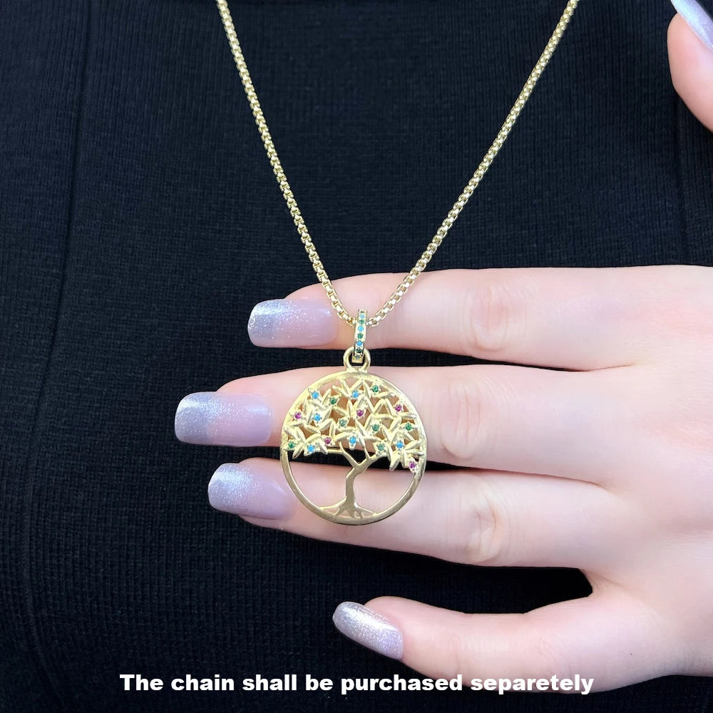 Colorful Golden Tree 925 Sterling Silver Fine Jewelry