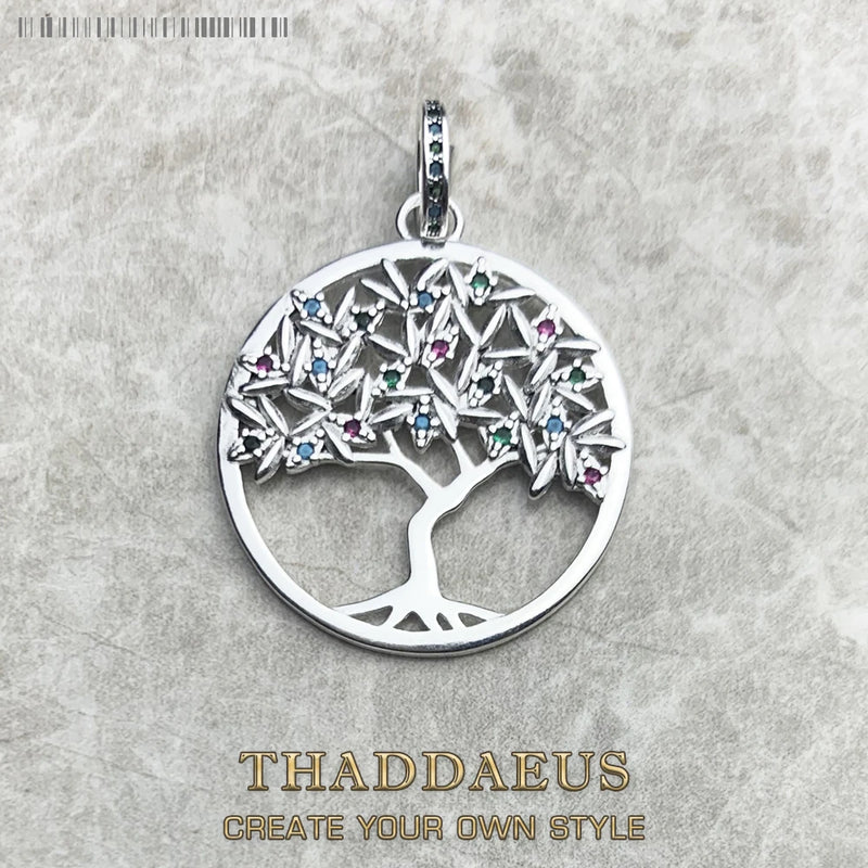 Colorful Tree Pendant 925 Sterling Silver Nature Gift