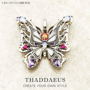 Colorful Butterfly Pendant 925 Sterling Silver Bohemia Gift For Women