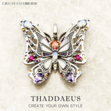 Colorful Butterfly Pendant 925 Sterling Silver Bohemia Gift For Women