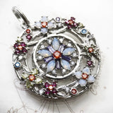 Colorful Stones Flowers Amulet 925 Sterling Silver Fine Jewelry