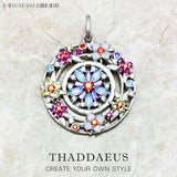 Colorful Stones Flowers Amulet 925 Sterling Silver Fine Jewelry