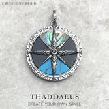 Large Spring Turquoise Pendant Compass Lucky Charm 925 Silver Gift