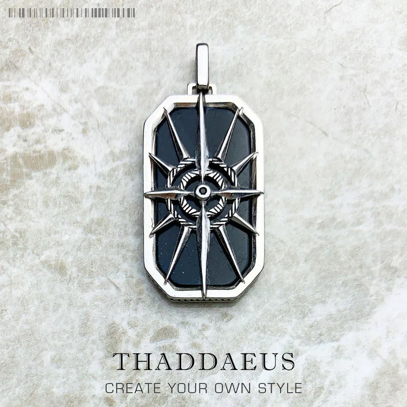 925 Silver Pendant Compass Star Winter Fine Jewelry Europe Style Dog Tag