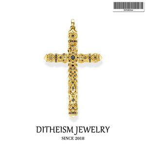 Pendant Cross 925 Sterling Silver with Stones Necklace Vintage Jewelry