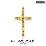 Pendant Cross 925 Sterling Silver with Stones Necklace Vintage Jewelry