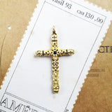 Pendant Cross 925 Sterling Silver with Stones Necklace Vintage Jewelry