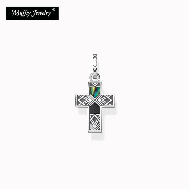 Pendant Cross 925 Sterling Silver Necklace Vintage Europe Ethnic Gift