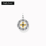 Bicolour Rotatable Cross Pendant 925 Sterling Silver Necklace Jewelry