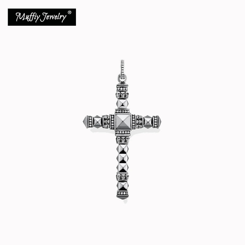 Skull Cross Necklace 925 Silver Fine Jewelry Vintage Gift