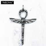 Ankh Cross of Life Pendant with Scarab 925 Sterling Silver Zirconia