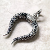 Dragon Horn Pendant Necklace 925 Sterling Silver Vintage Jewelry Gift