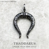 Dragon Horn Pendant Necklace 925 Sterling Silver Vintage Jewelry Gift