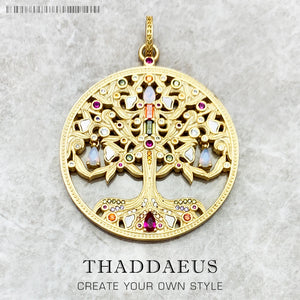 Golden Colourful Tree Pendant 925 Sterling Silver Summer Romantic Jewelry Gift