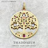 Golden Colourful Tree Pendant 925 Sterling Silver Summer Romantic Jewelry Gift