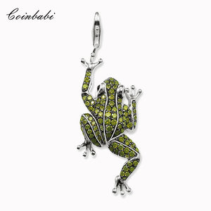 Sterling Silver Frog Pendant with Green Zircon Stones
