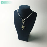 Sterling Silver Frog Pendant with Green Zircon Stones
