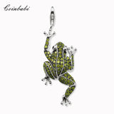 Sterling Silver Frog Pendant with Green Zircon Stones