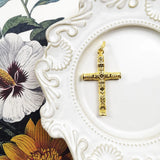 Golden Cross Pendant 925 Sterling Silver Necklace Jewelry Gift