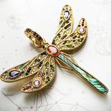 Golden Dragonfly Pendant, 925 Sterling Silver Spring Boho Jewelry