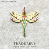 Golden Dragonfly Pendant, 925 Sterling Silver Spring Boho Jewelry